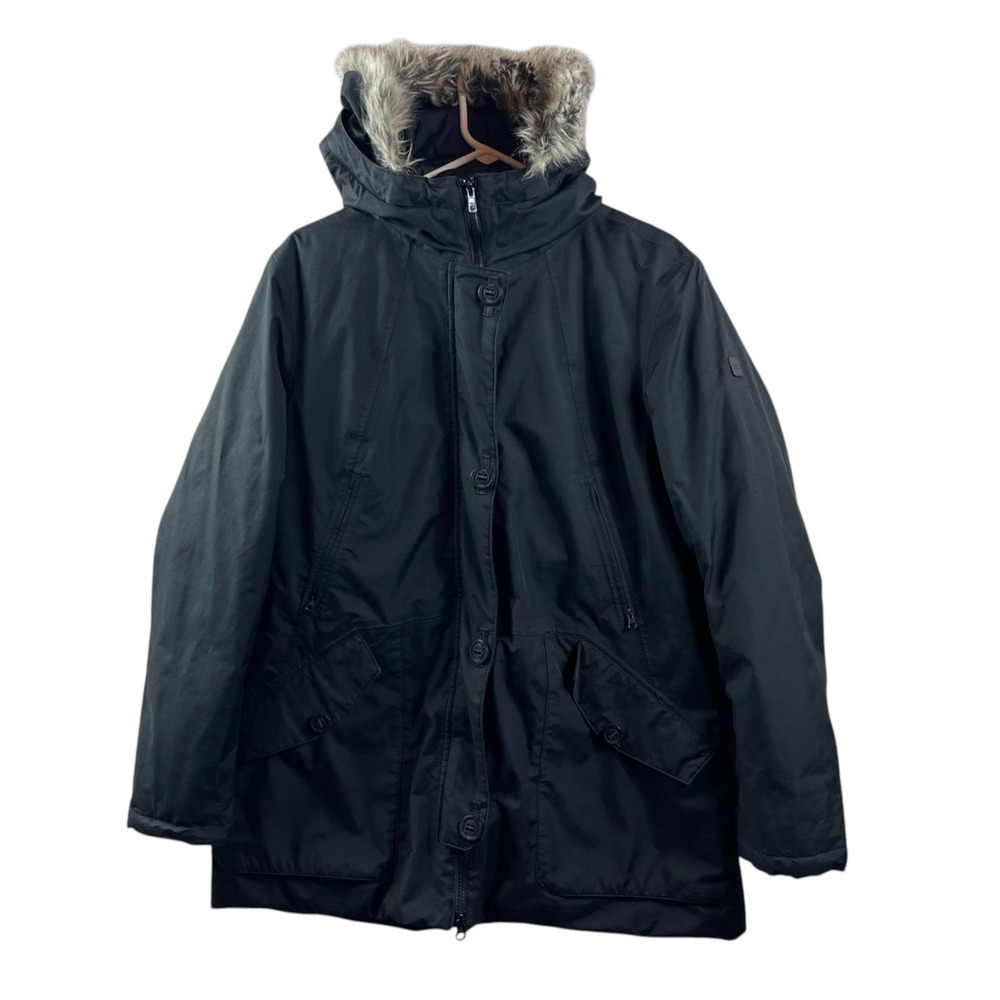 The North Face Dryvent Goose Down Jacket Womens XL Fur Lined Hood Black